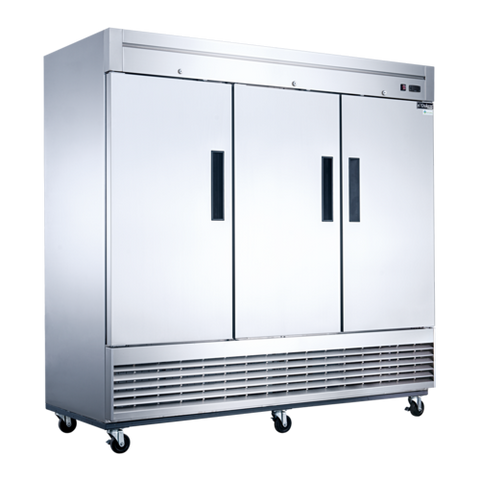 Triple Door Bottom Mount Reach In Freezer, Dukers 83"