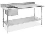 Stainless Steel Work Table with Built-In Sink