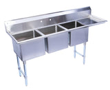 Individual Bowl Three Compartment Sink with Drain Board