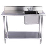 Stainless Steel Work Table with Built-In Sink